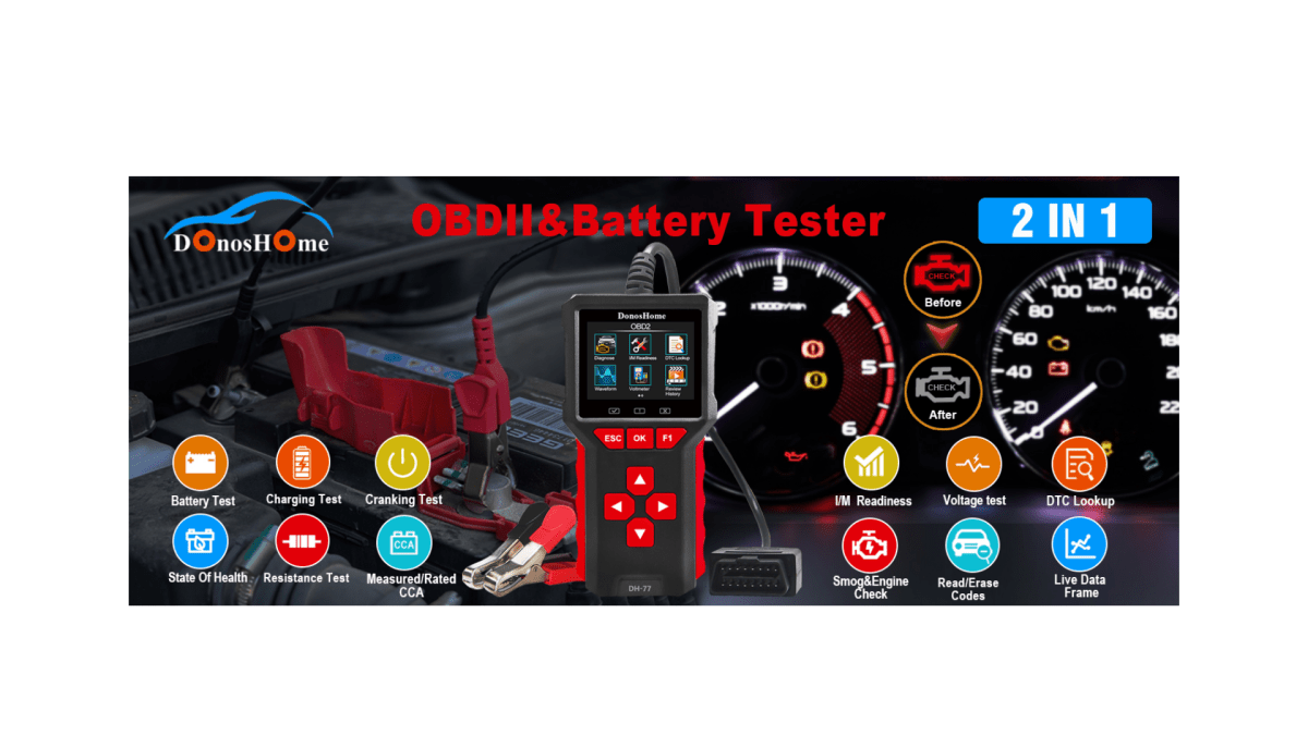 DonosHome Tester Batteria 5 36V 20 3300CCA+Scanner OBD2 Strumento Schermo 3, buon prodotto , compati |IT - DonosHome - OBD2 scanner,Battery tester,tuning,Car Ambient Lighting