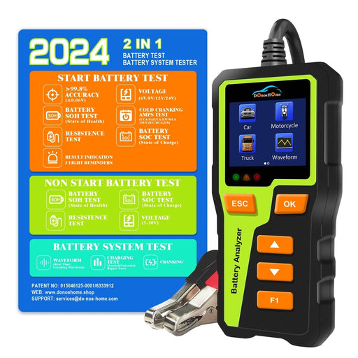 DonosHome DH310 2-in-1 Battery Tester&Battery System Tester, 5-30V 100-2000 CCA Load Tester Car Battery Tester AGM Lithium Gel Car Alternator Tester Digital Car Battery Analyzer Charging Tester, Cranking Tester for Most Batteries - DonosHome - OBD2 scanner,Battery tester,tuning,Car Ambient Lighting