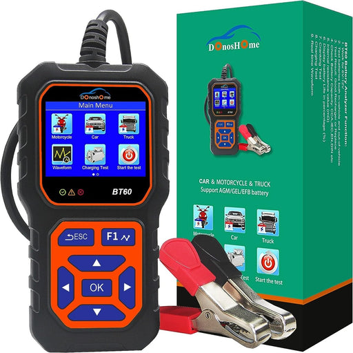 DonosHome BT60 Battery Tester 5-36V 100-3000 CCA Load Tester Car Battery Tester AGM Lithium Gel Car Alternator Tester Digital Car Battery Analyzer Charging Crank System Tester for Car Truck ATV Motorcycle - DonosHome - OBD2 scanner,Battery tester,tuning,Car Ambient Lighting